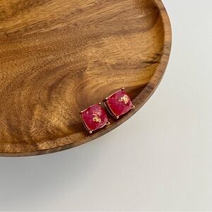 4/$15 Red Pink Gold Glitters Faceted Square Stud Earrings